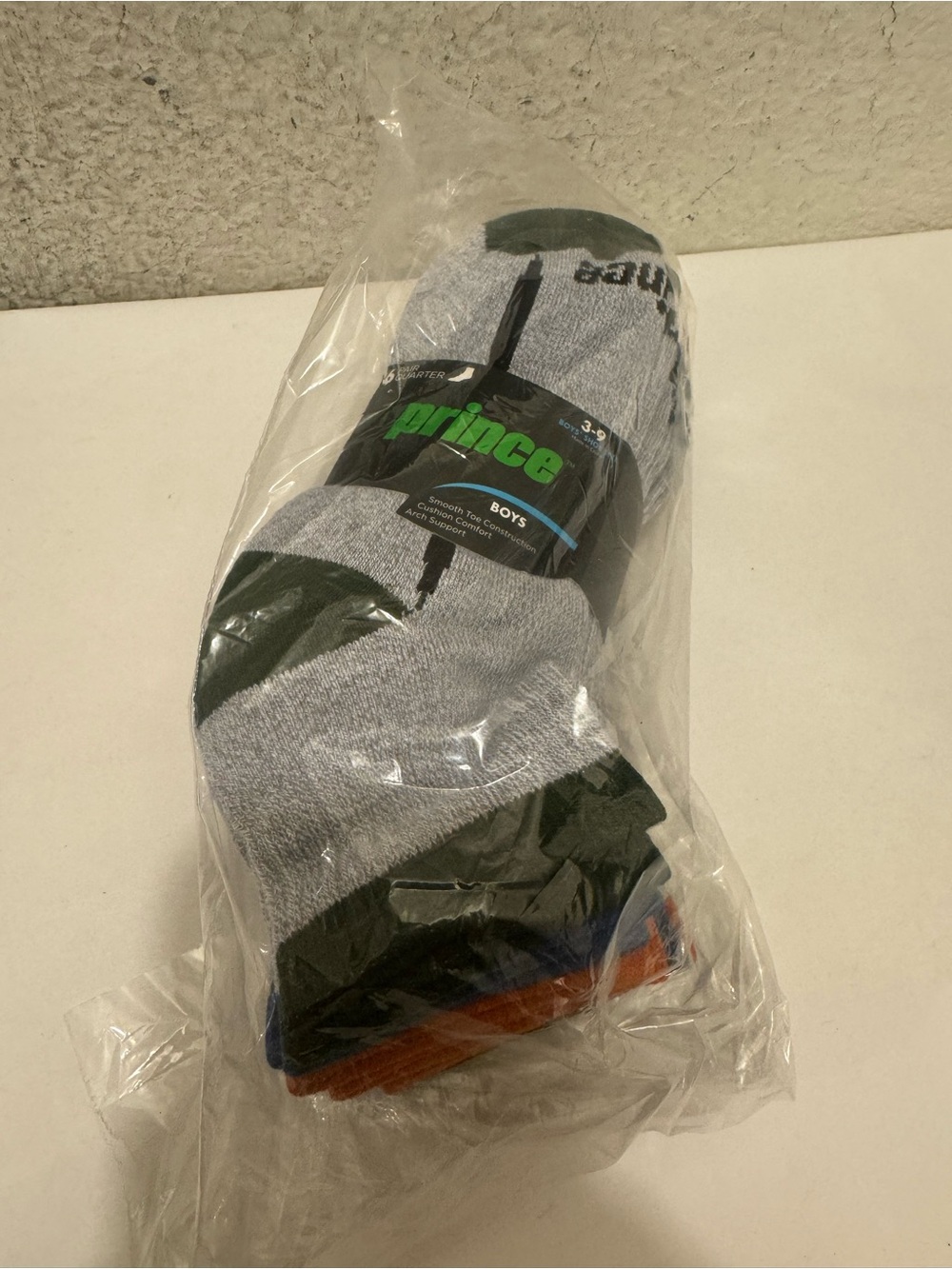New Prince Boys' Athletic Crew Socks in Gray & Green 6 pairs